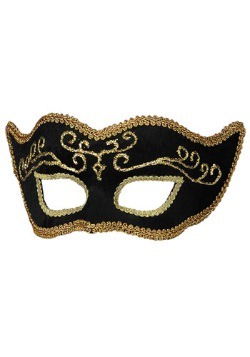 Adult's Black Velvet Mardi Gras Mask