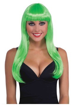 Women's Long Neon Green Wig11