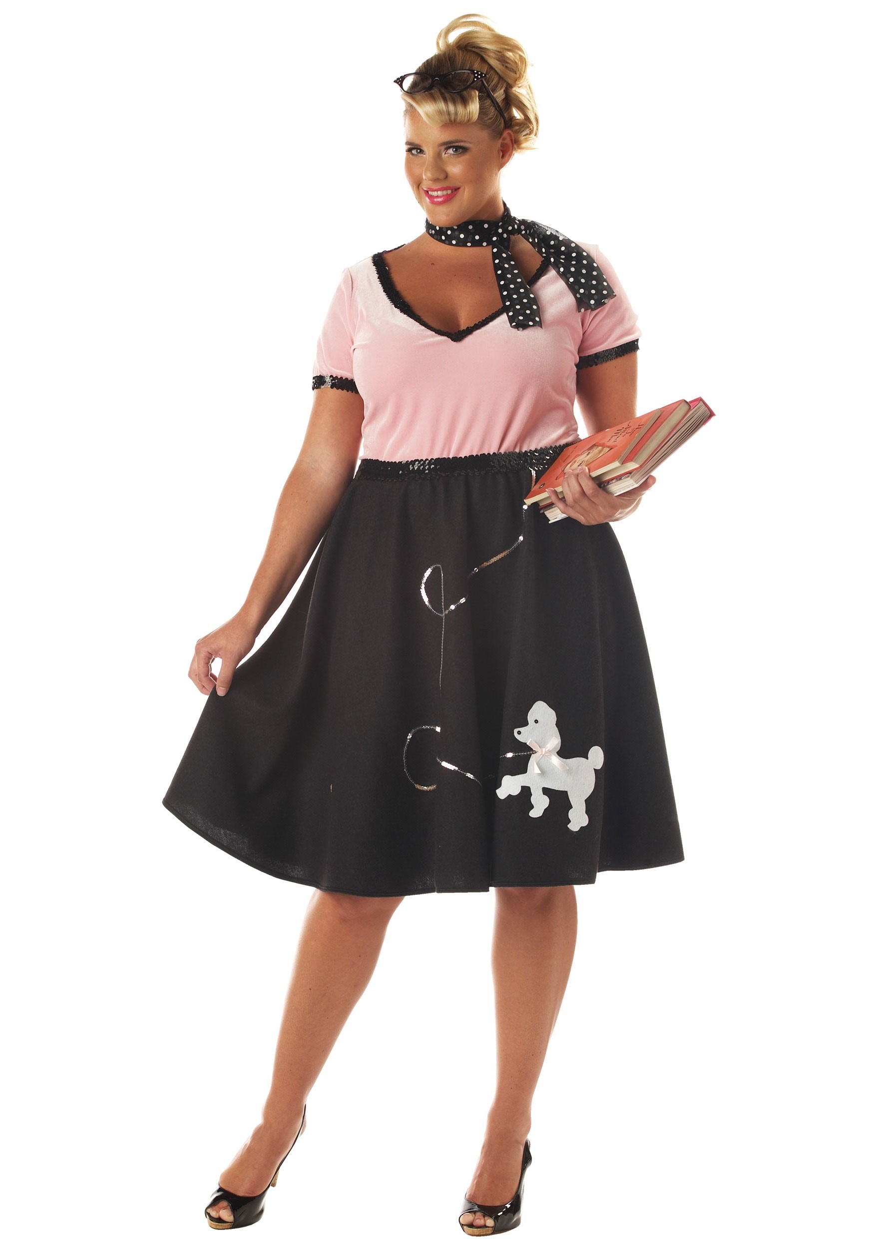 Women's Plus Size 50's Sweetheart Poodle Skirt Costume , Decade Costumes