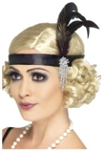 Jeweled Black Flapper Headband