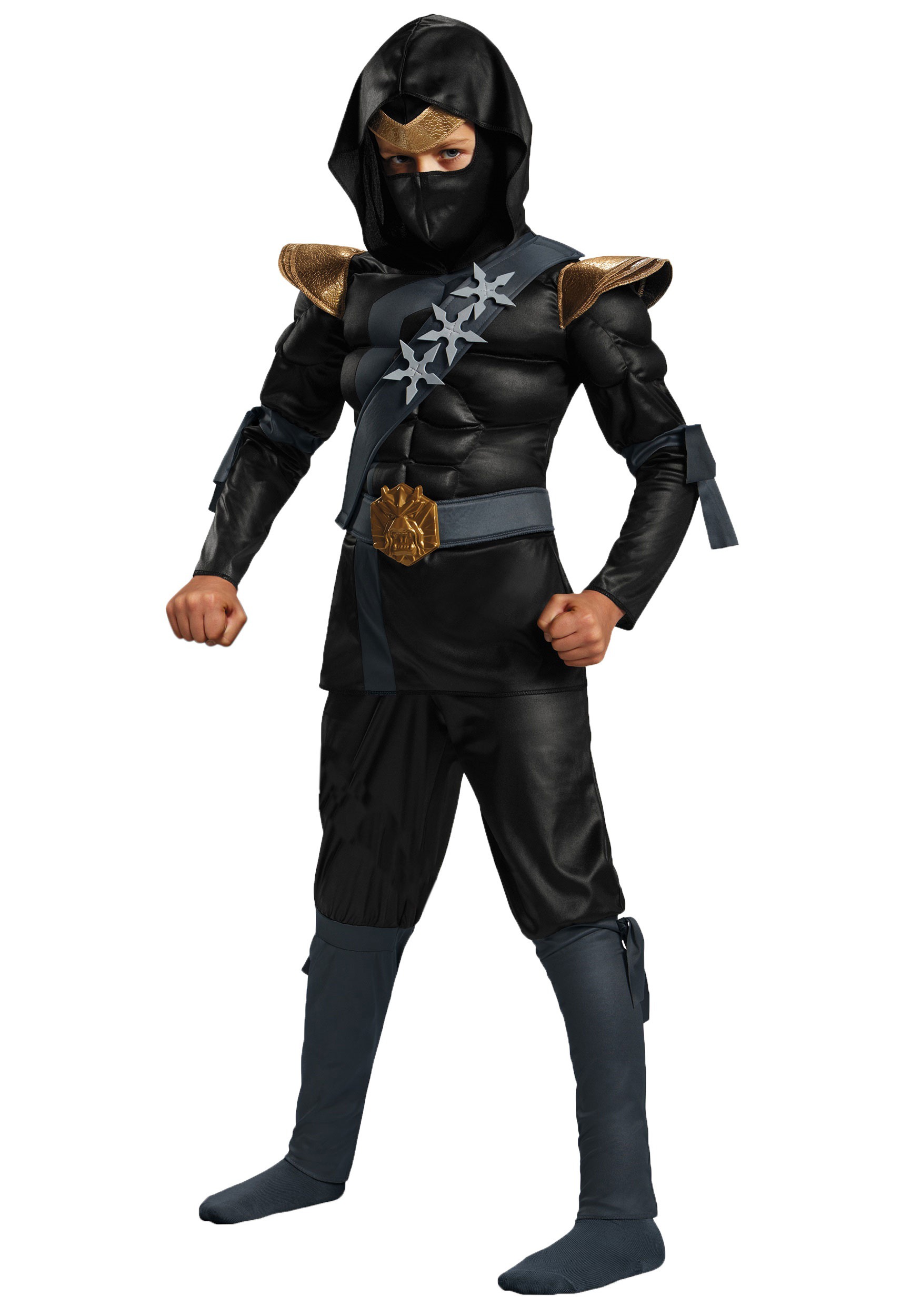 Black Ninja Classic Boys Muscle Costume