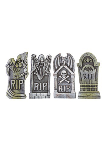 Halloween Boneyard Set of Four Tombstone Decorations