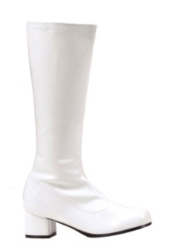 Girls White Go Go Disco Costume Boots