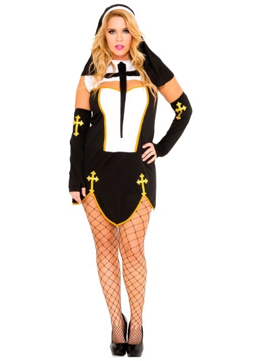 Womens Plus Size Bad Habit Nun Costume