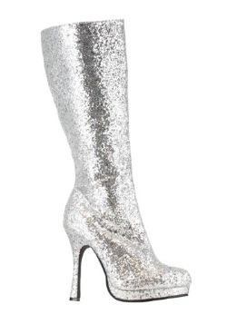 Womens Silver Glitter Boots
