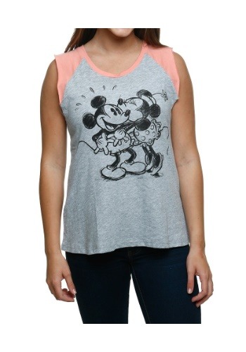 Mickey & Minnie Kiss Juniors Raglan Muscle Tank