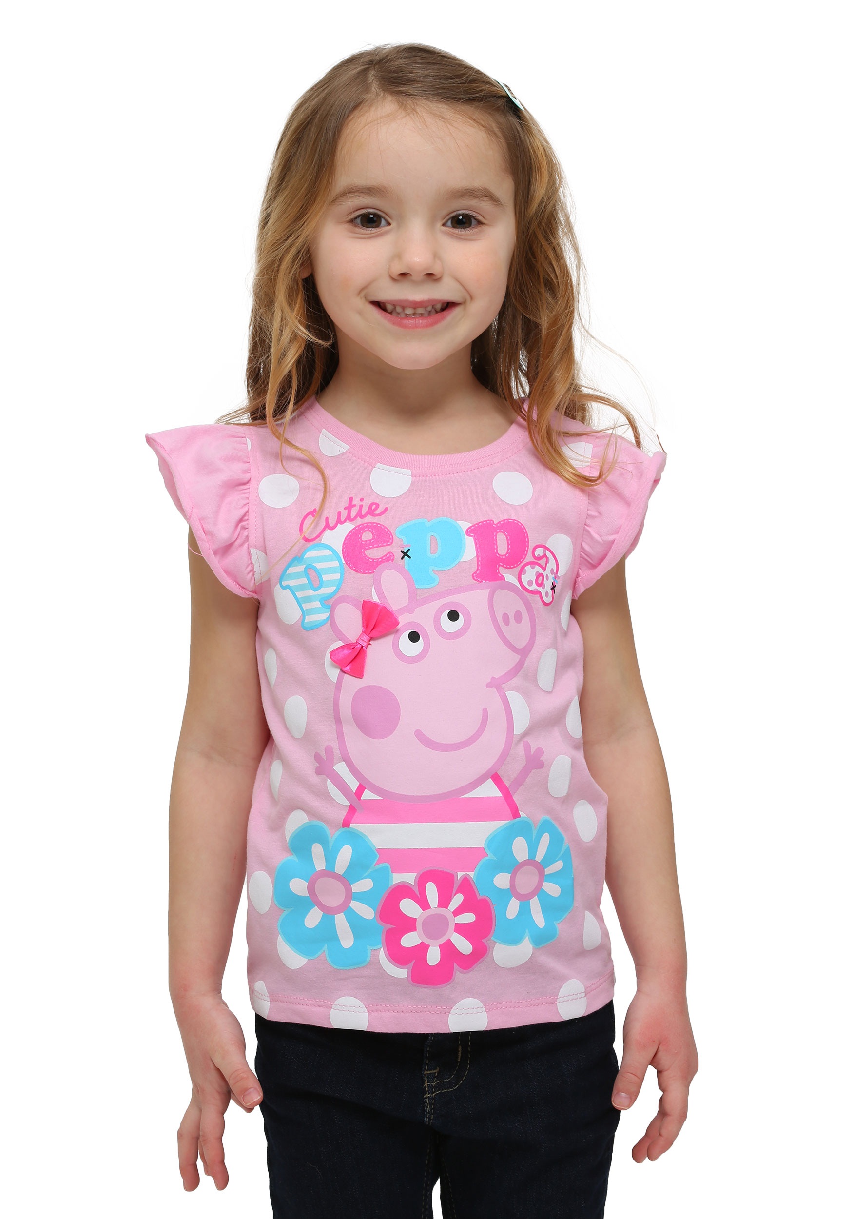Toddler Peppa Pig Pink Ruffle Sleeve T-Shirt