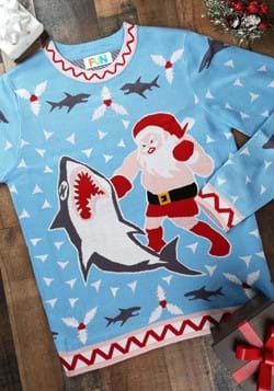 Men's Santa vs Shark Christmas Sweater-0