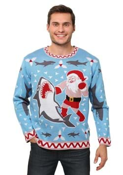 Men's Santa vs Shark Christmas Sweater Alt 3