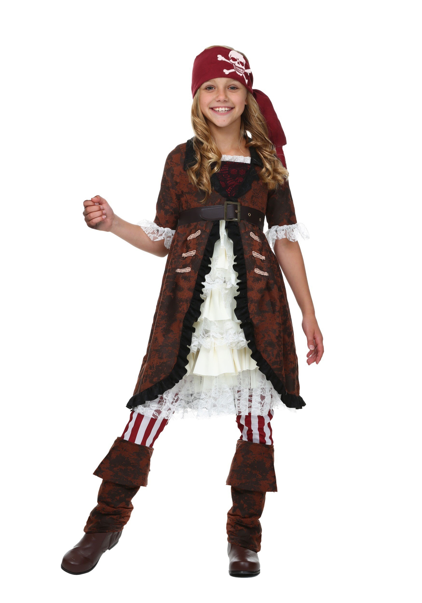 Brown Coat Girl's Pirate Costume