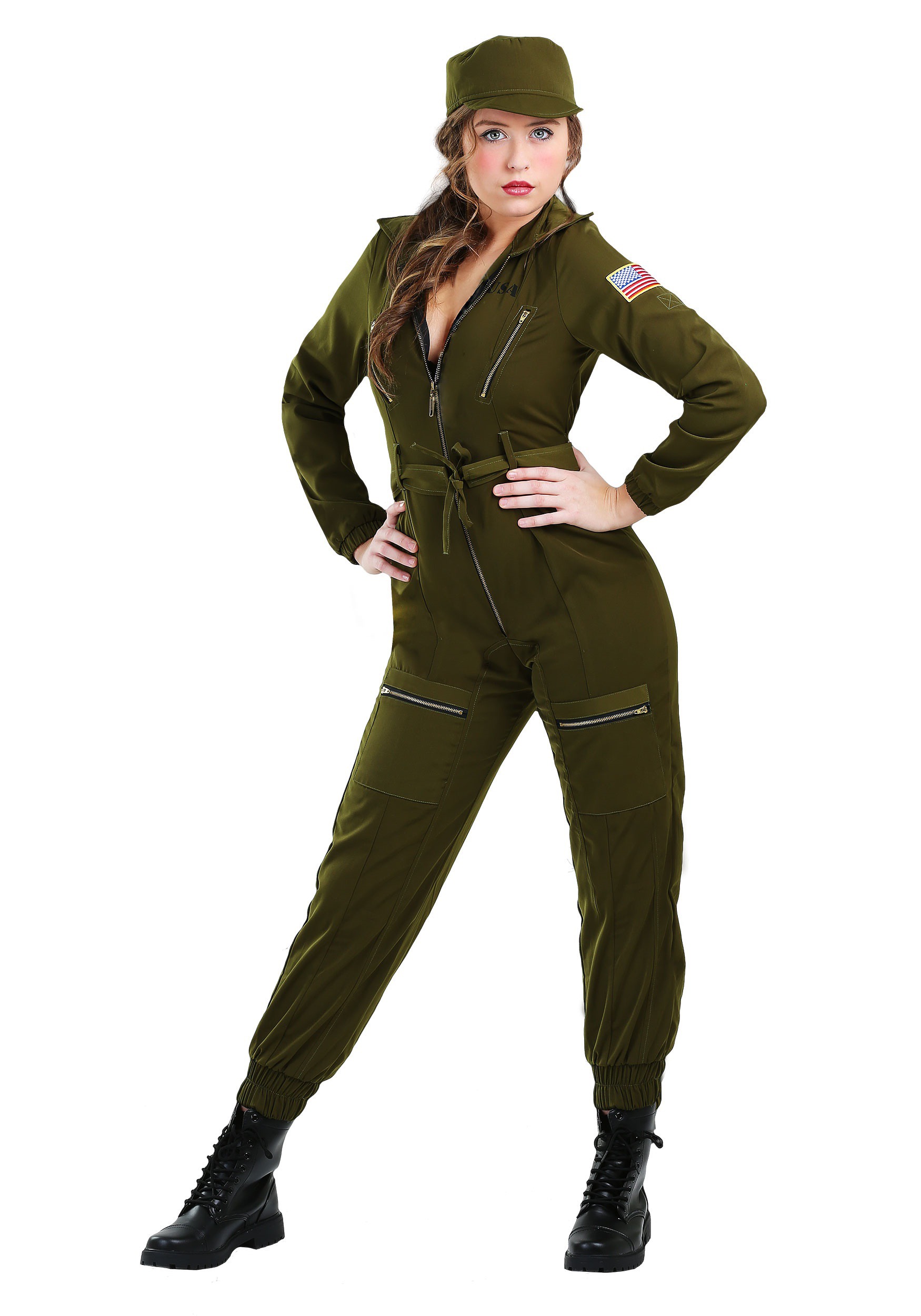 Army Flightsuit Costume for Adult Women