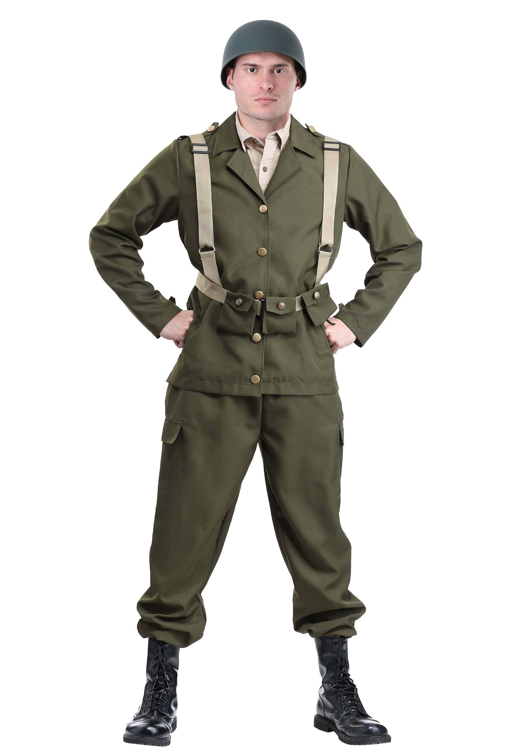 Men's Deluxe WW2 Soldier Adult Costume , Military Costumes