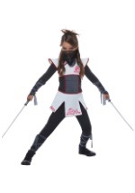 Girls White Ninja Costume 3