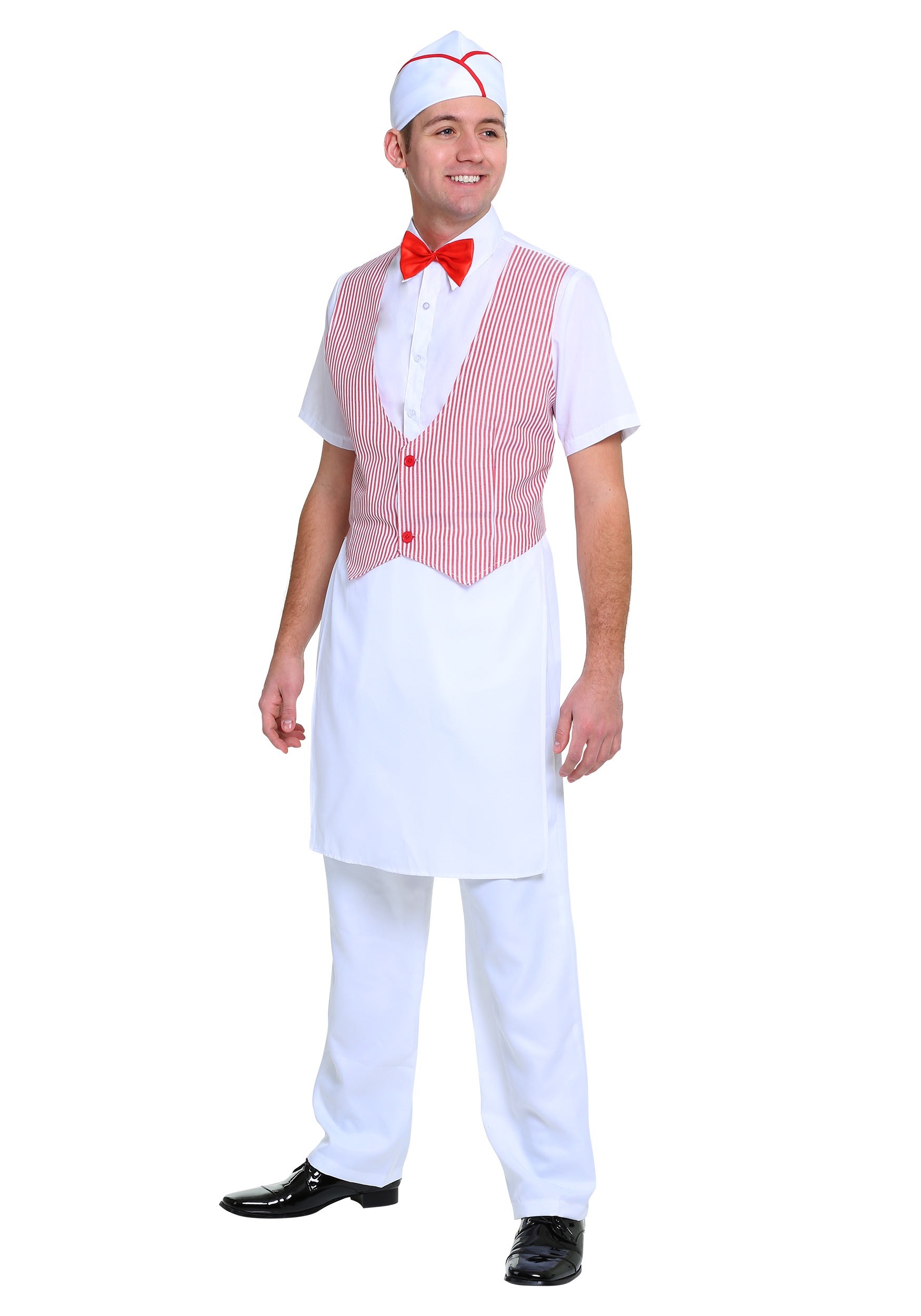 Adult 50's Retro Car Hop Waiter Costume , Decade Costumes