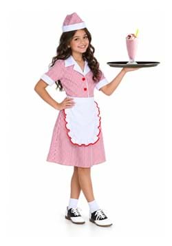 Girls 50s Retro Car Hop Waitress Costume UPD 1