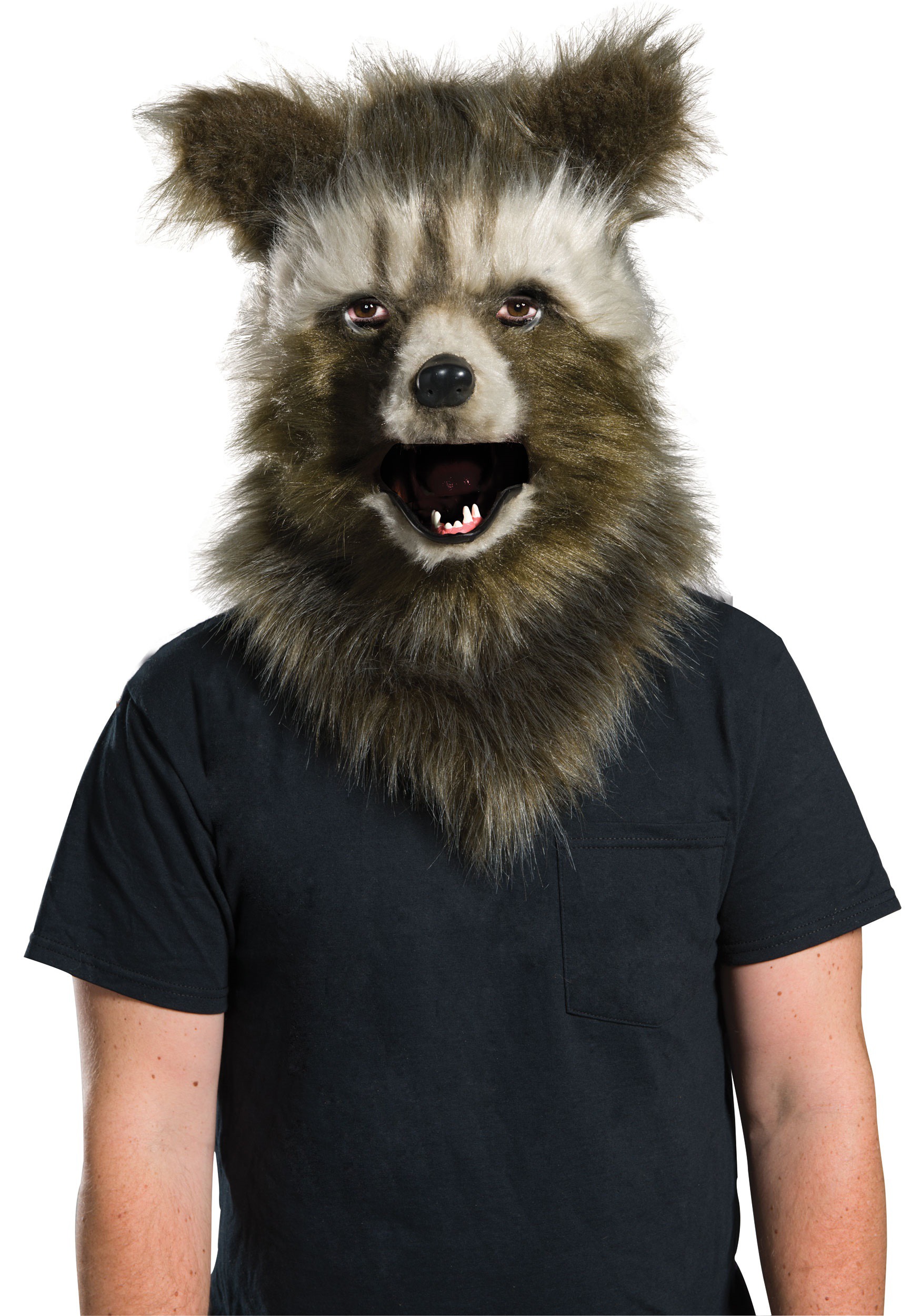 Rocket Raccoon Movable Jaw Faux Fur Mask for Adults