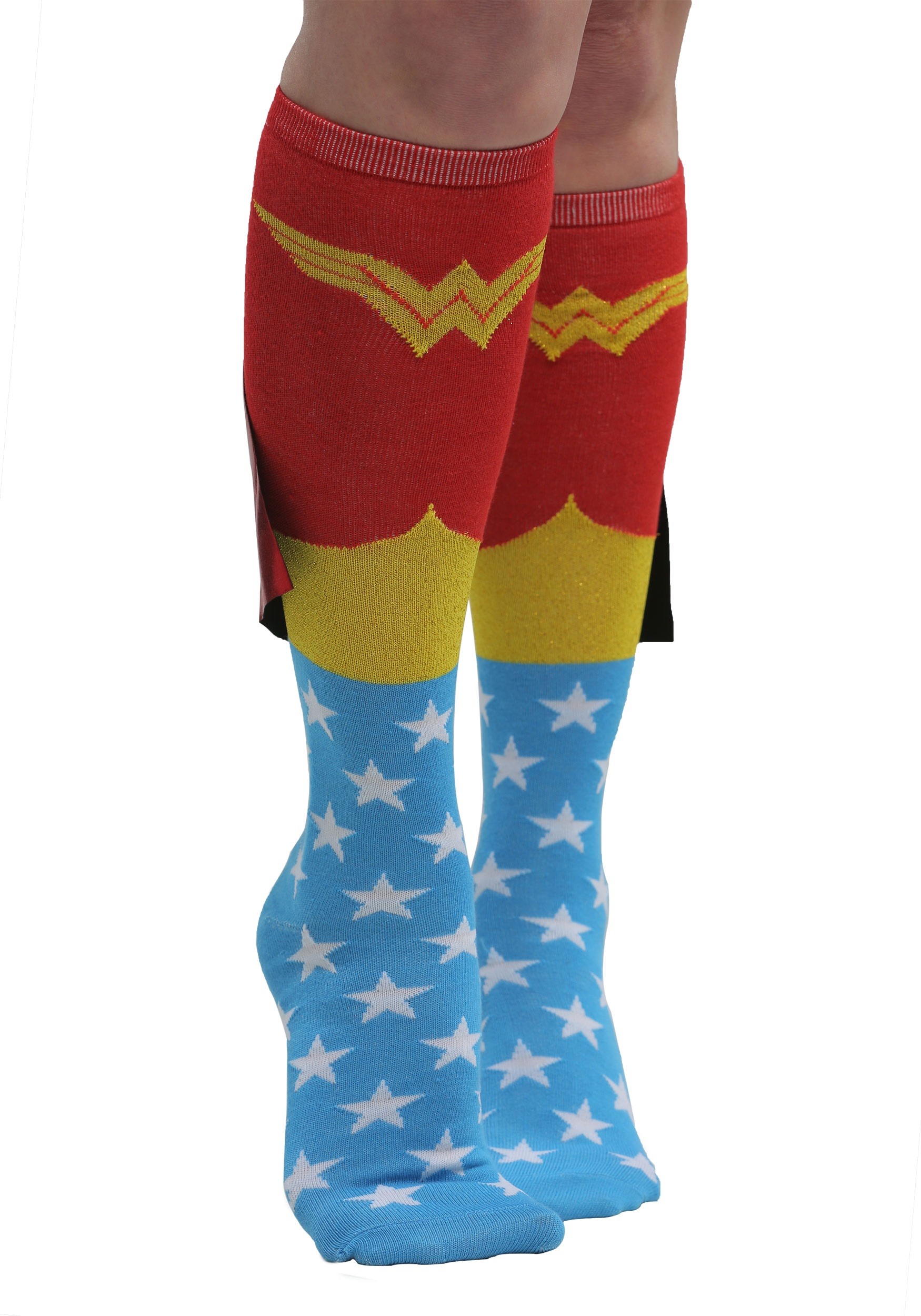 Wonder Woman Knee High Shiny Caped Socks