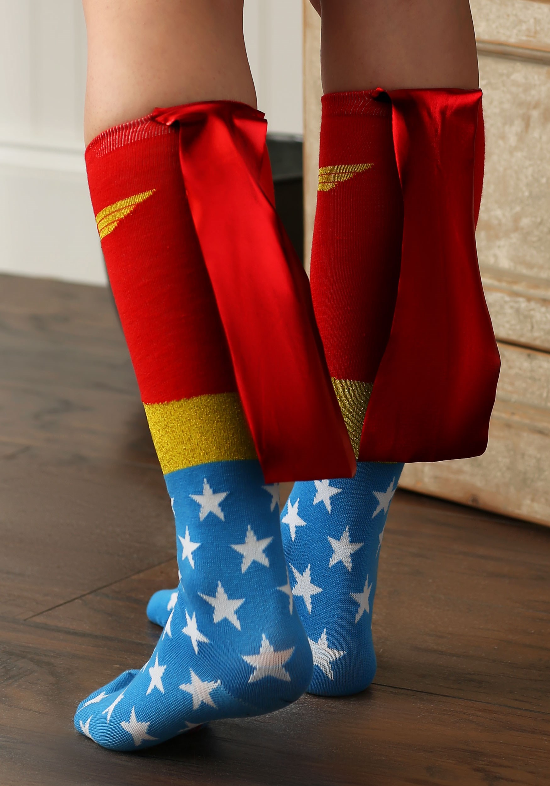 Wonder Woman Knee High Shiny Caped Socks