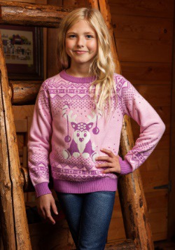 Girls Pink Reindeer Sweater