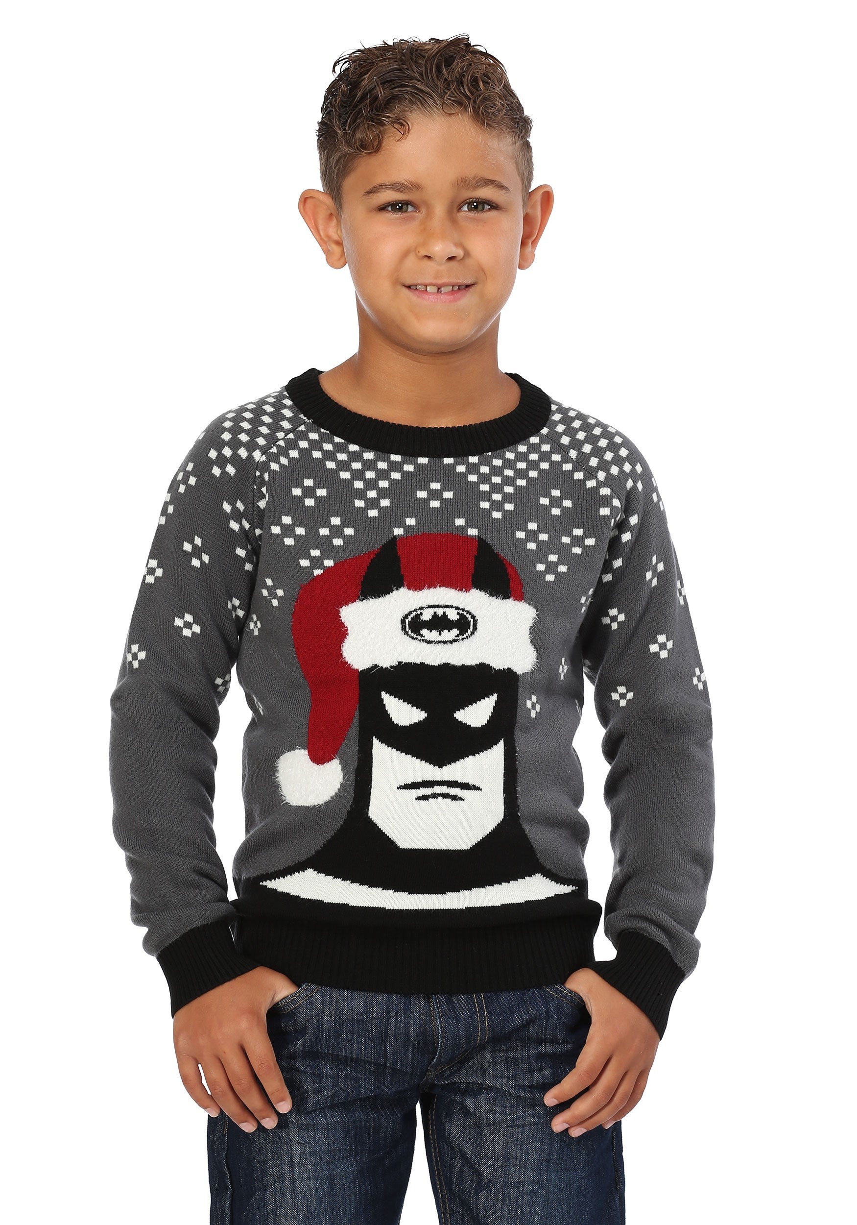 Batman Holiday Hat Ugly Christmas Sweater For Kids