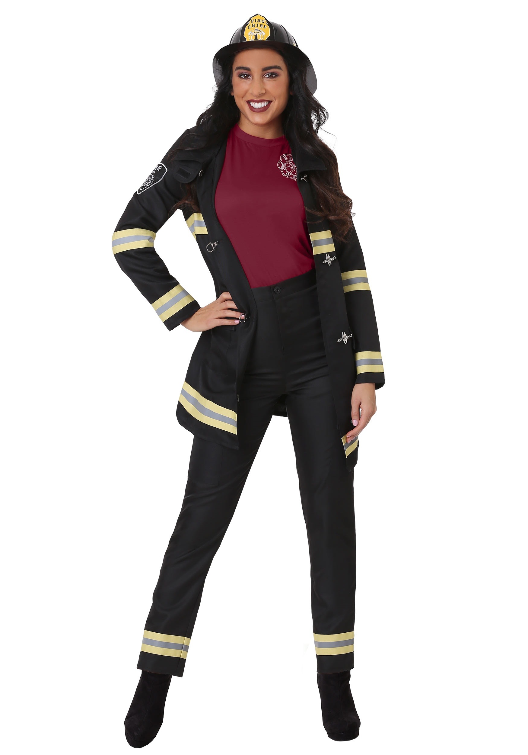 Plus Size Black Firefighter Costume For Women