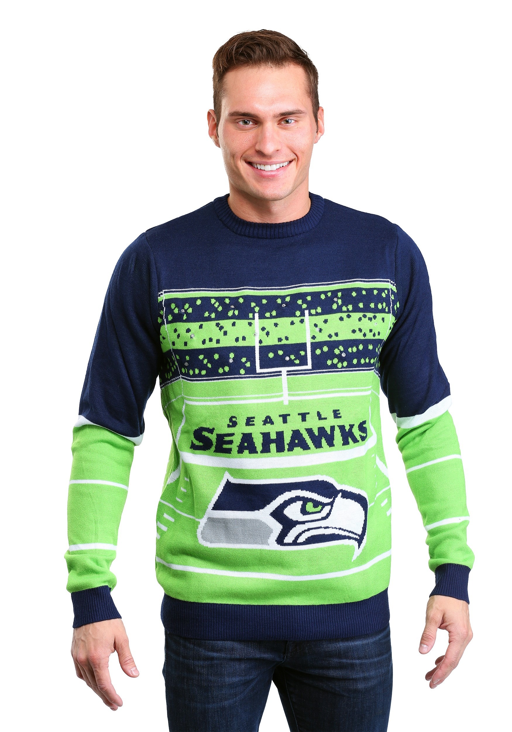 Seattle Seahawks Stadium Light Up Ugly Xmas Sweater