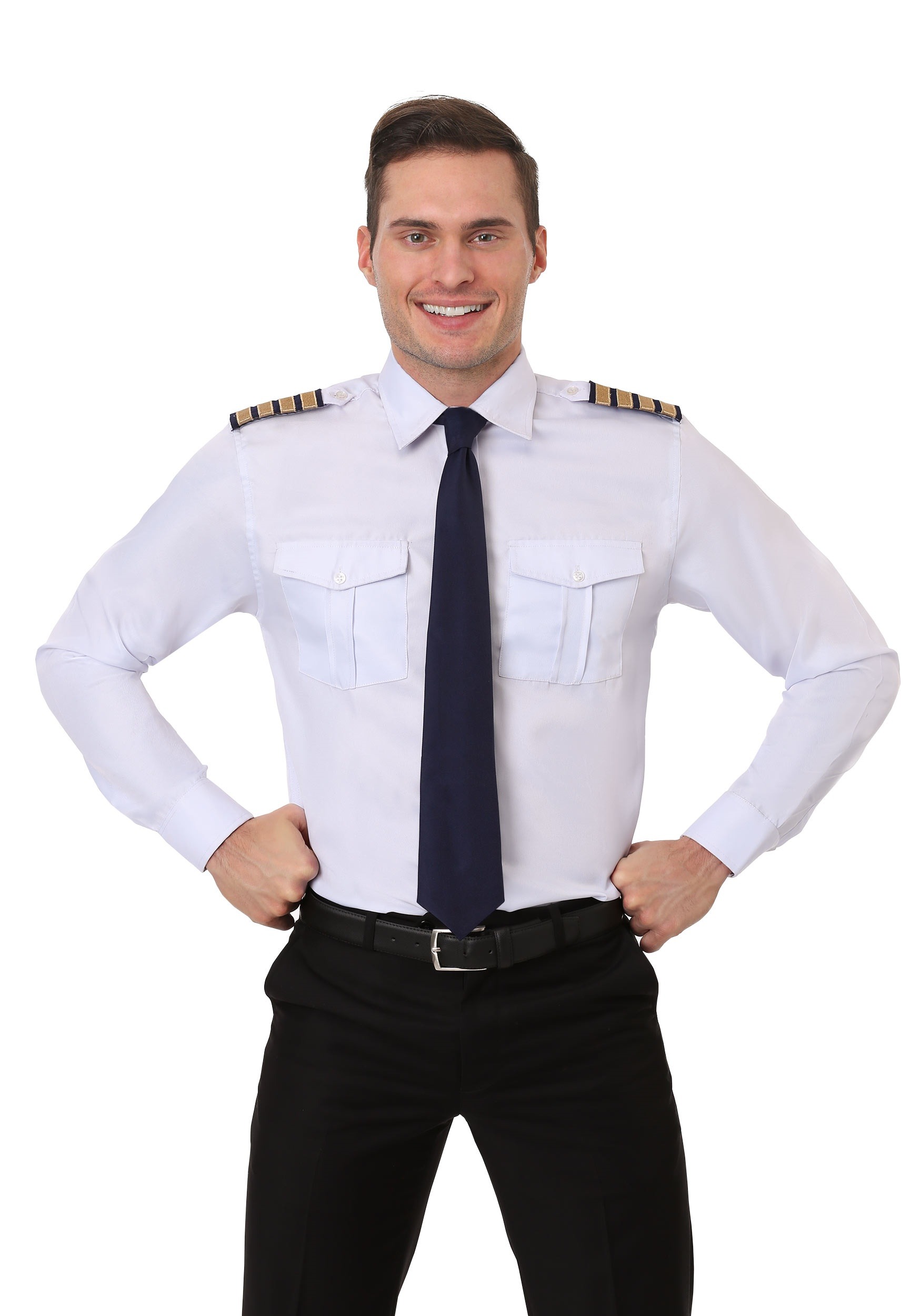 Adult Pilot Long Sleeve Costume Shirt , Uniform Costumes