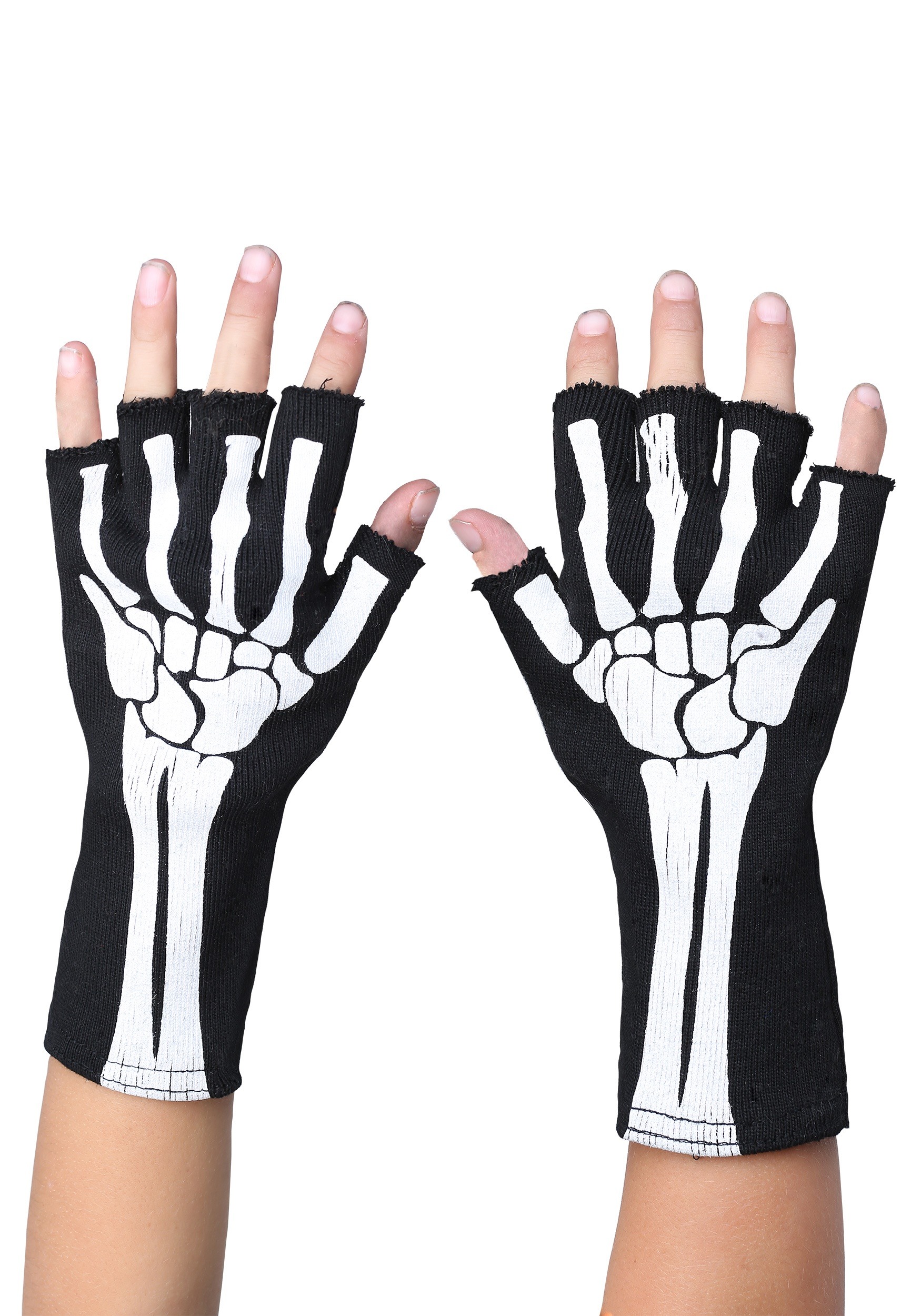 Kid's Skeleton Fingerless Gloves