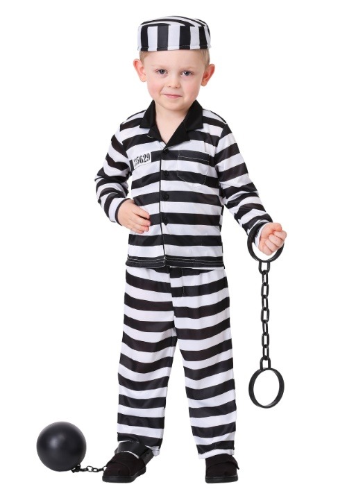 Toddler Boy's Deluxe Button Down Jailbird Costume