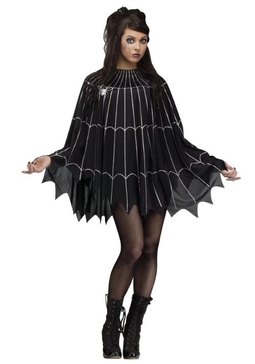 Spider Web Poncho Costume for Women