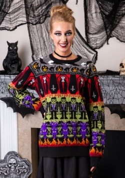 Adult Classic Horror Monsters Fair Isle Halloween Sweater