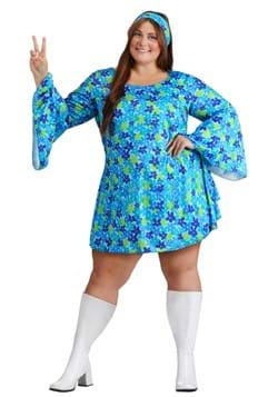 Plus Size Womens 70s Wild Flower Dress Costume