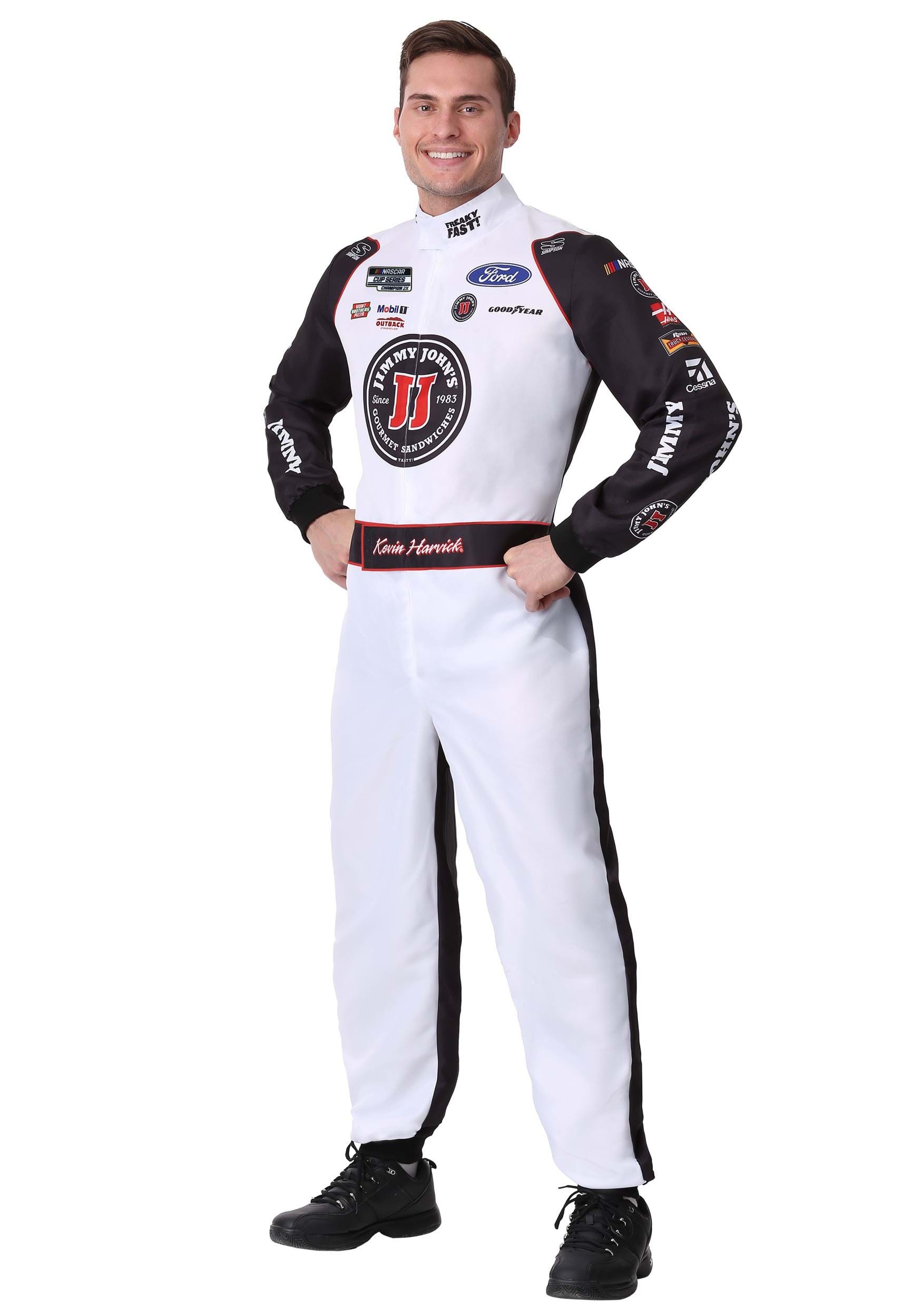 NASCAR #4 Kevin Harvick(R) Jimmy John's Uniform Costume for Plus Size Adults