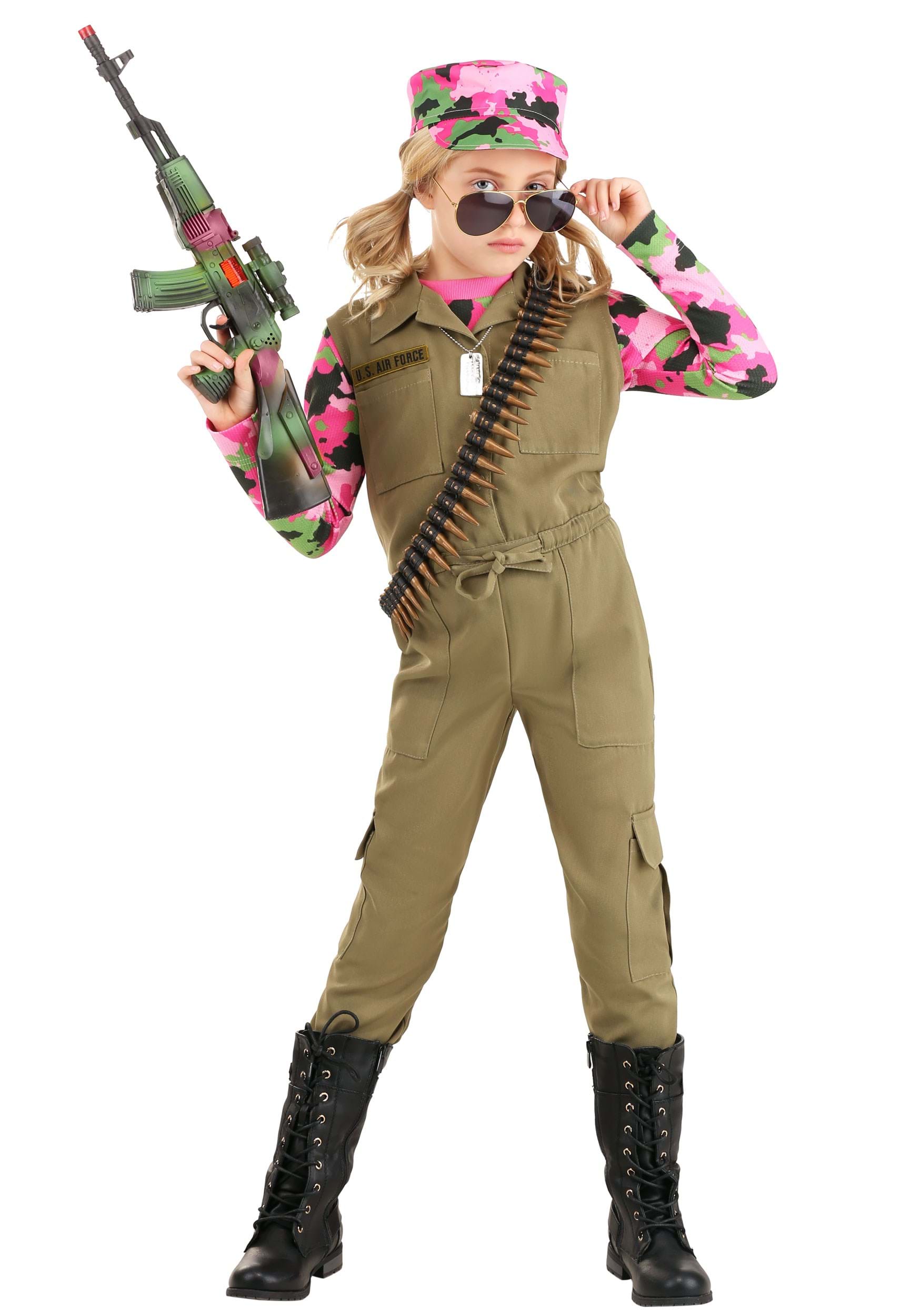 Girl's Pink Camo Army Costume
