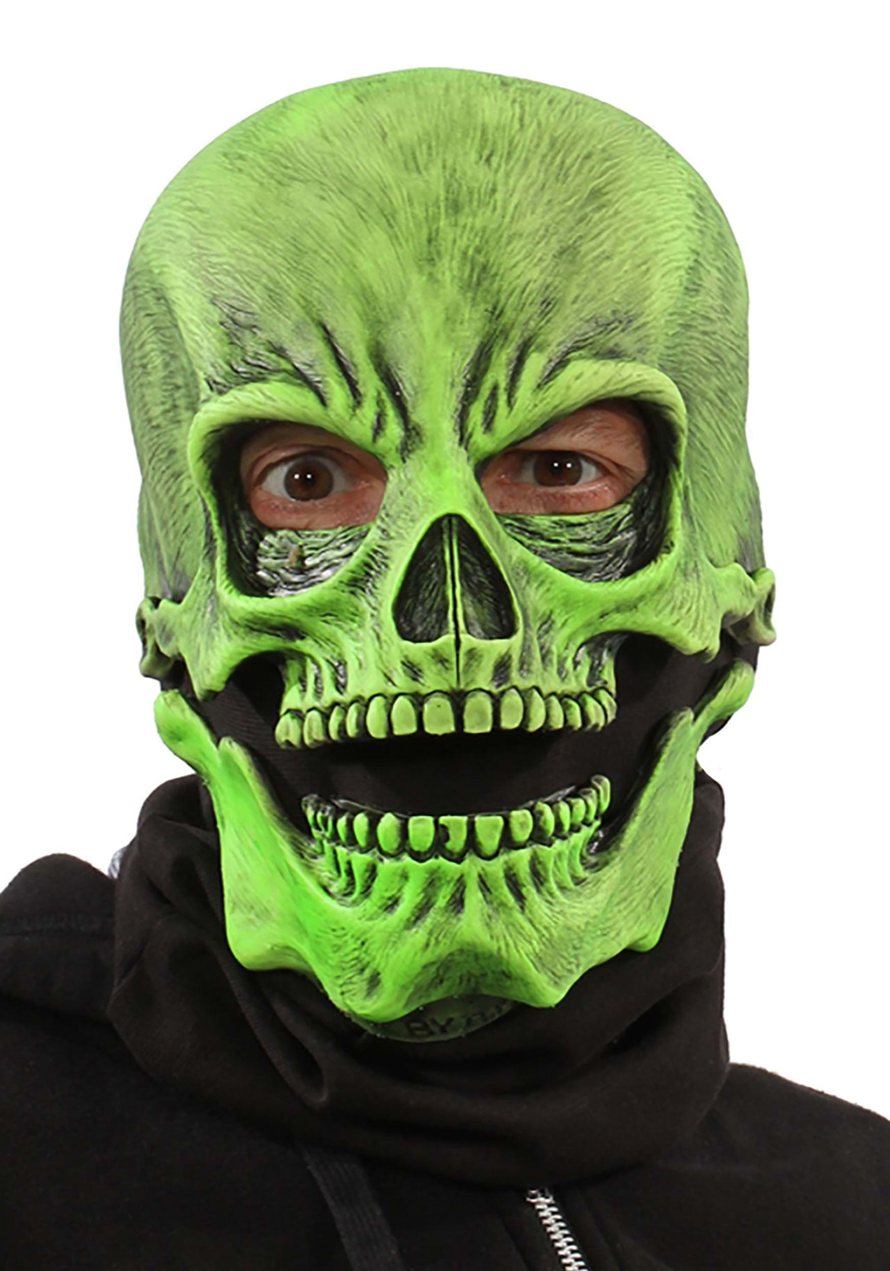 UV Green Glow Skull Adult Mask