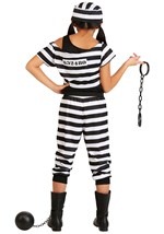 Girl's Striped Prisoner Costume Alt 1