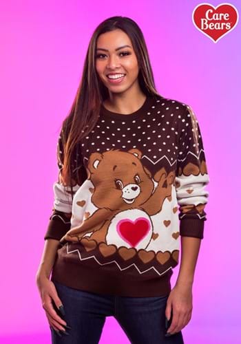 Adult Tenderheart Bear Care Bears Ugly Christmas Sweater