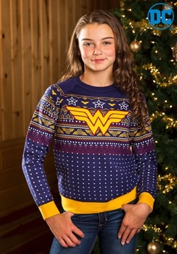 Child Wonder Woman Navy Ugly Christmas Sweater update1