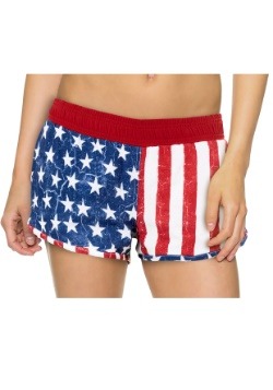 Womens USA Flag 4 Way Stretch Shorts