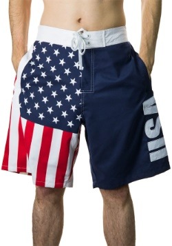 Men's USA Flag Fourth of July Swim Board Shorts