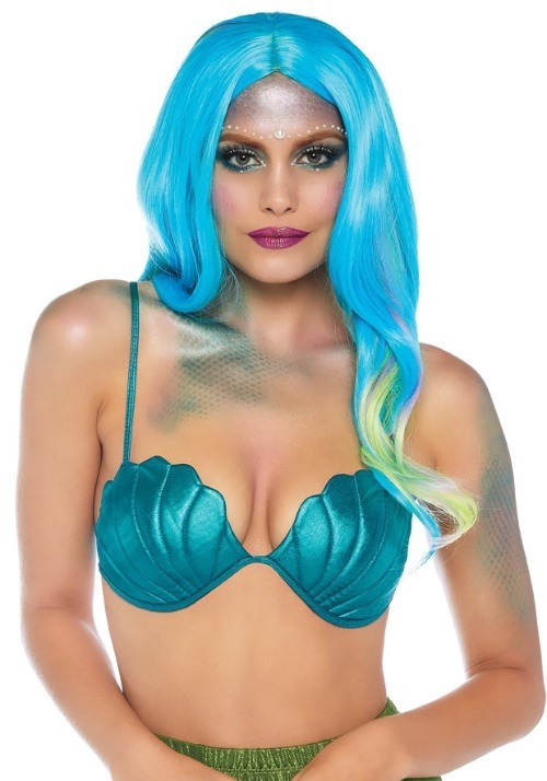 Teal Mermaid Shell Bra Top for Adults