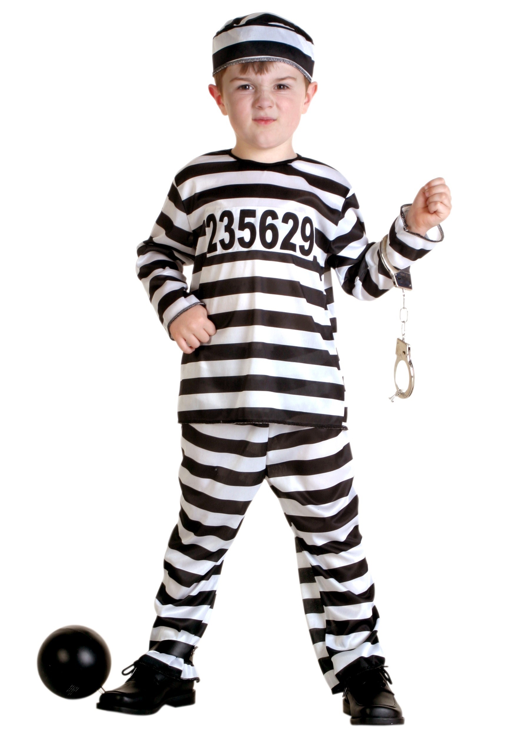 Striped Prisoner Costume For Toddlers , Jailbird Costume For Kids