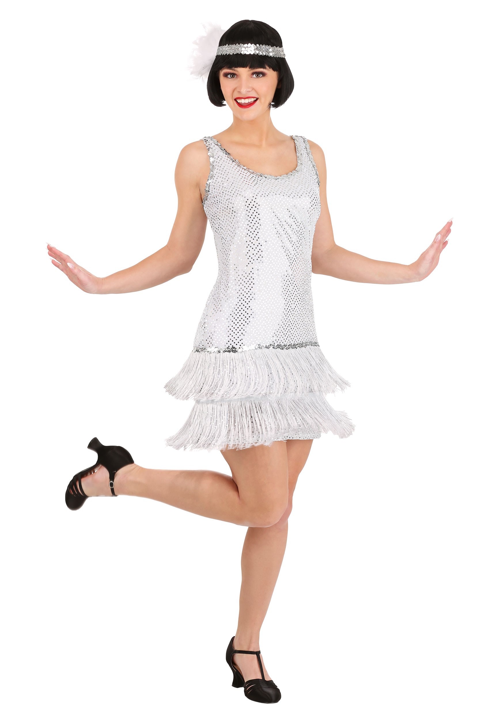 Silver Sequin Flapper Dress Costume for Women