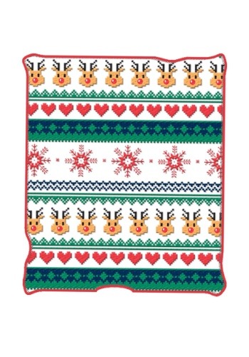Ugly Christmas Deer & Hearts 50" x 60" Throw Blanket
