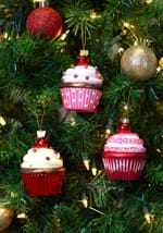 3.65" Noble Gems Cupcake Glass Ornament 3pc Set