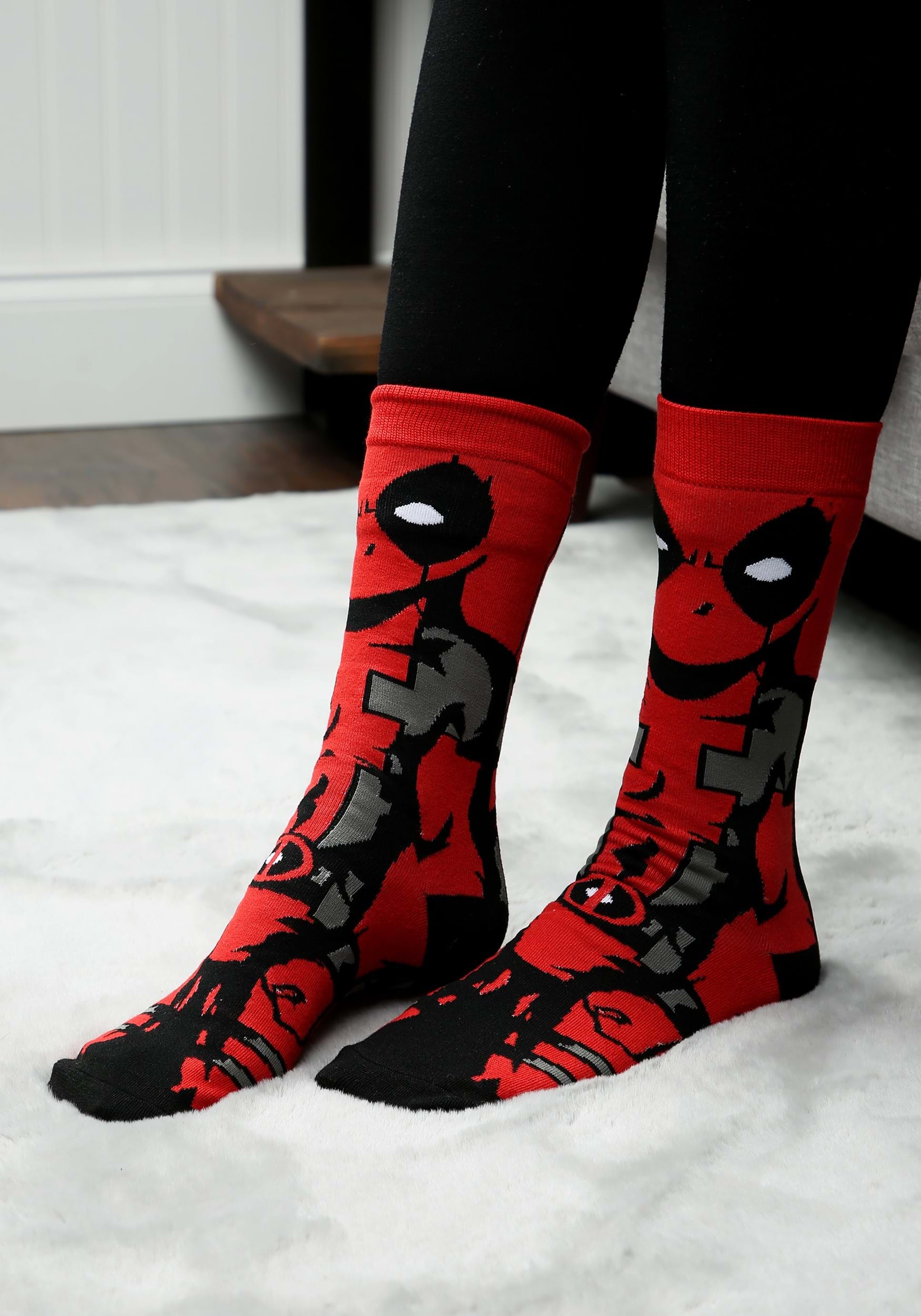 Marvel Comics Deadpool 360 Crew Socks Pair