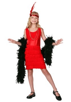 Red Fringe Flapper Costume For Child Update Main