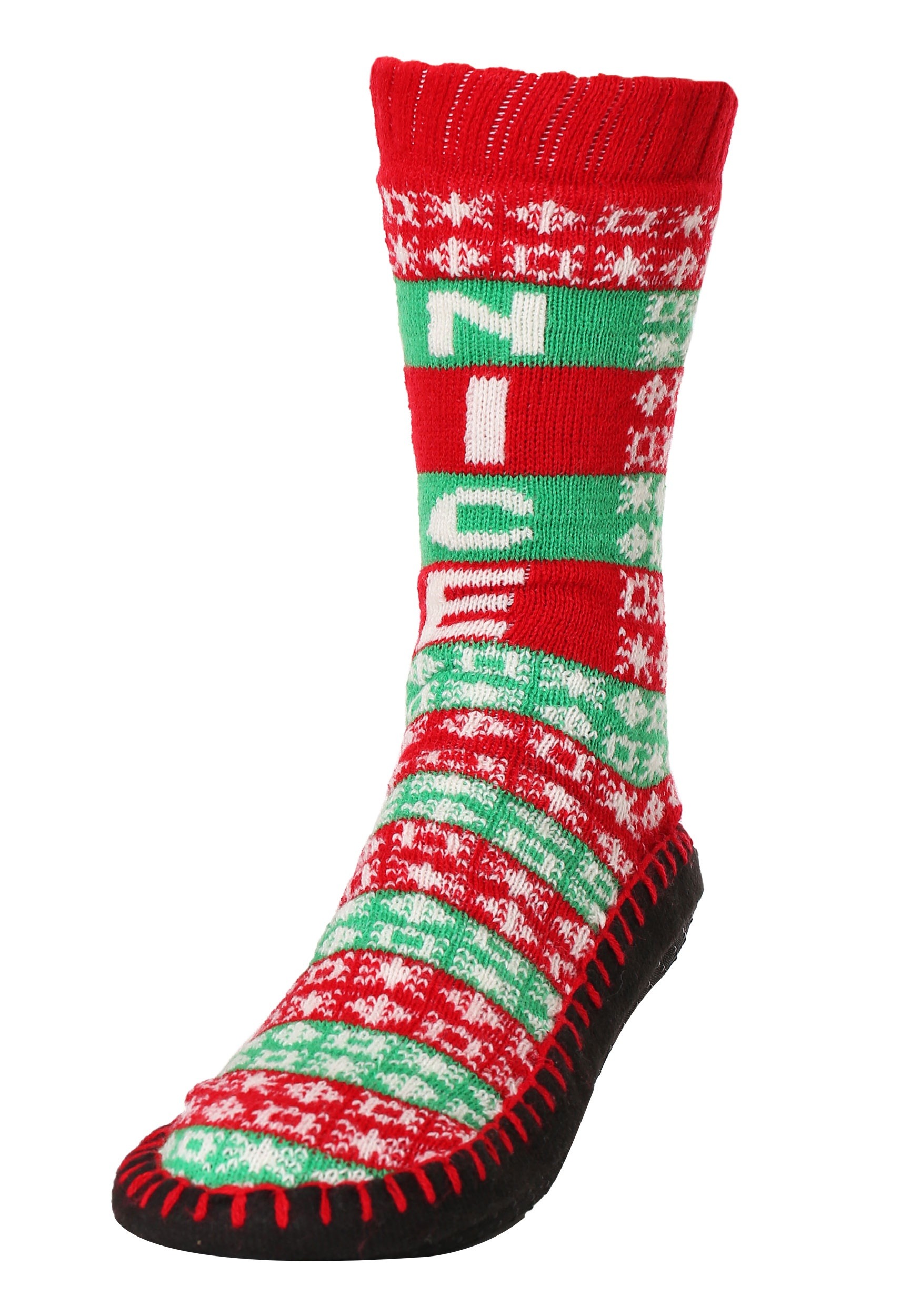 Naughty or Nice Knit Christmas Slipper Socks