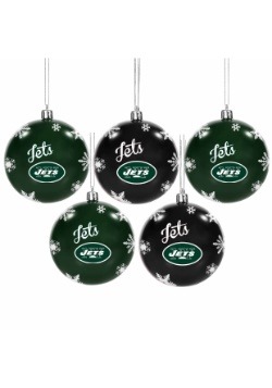 New York Jets 5 Pack Shatterproof Ball Ornament Set