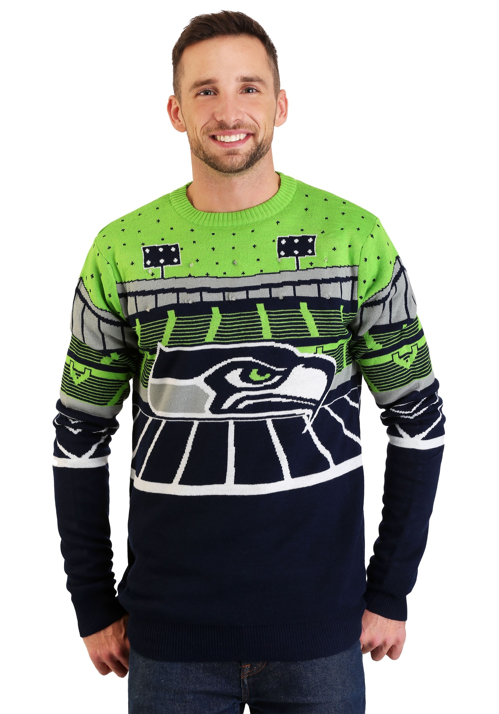 Seattle Seahawks Light Up Bluetooth Ugly Christmas Sweater